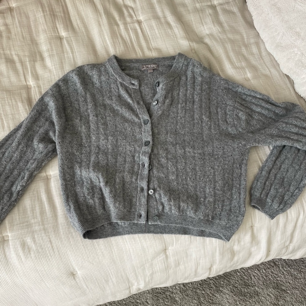 J Crew supersoft grey cardigan, size small